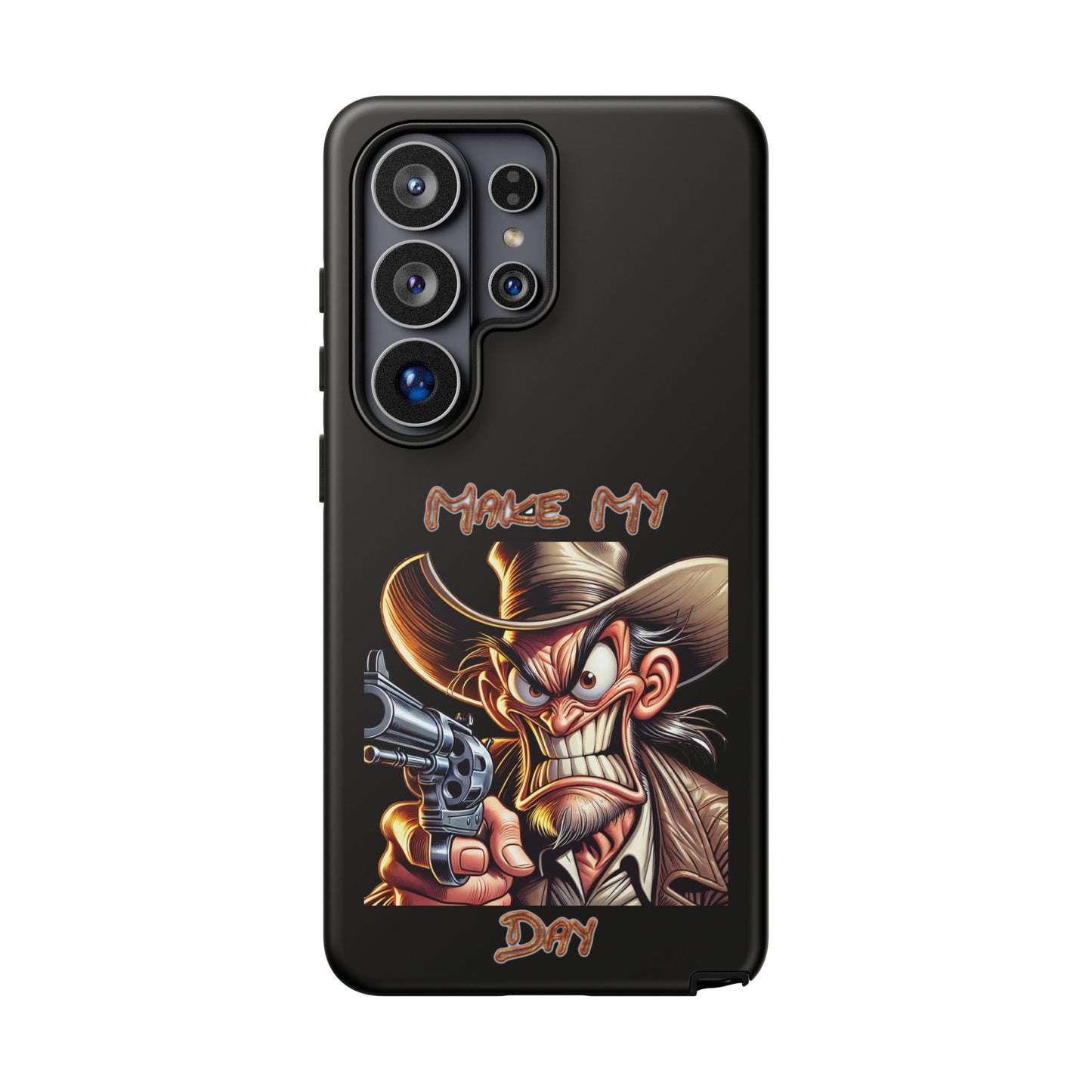 Phone Case - 'Make My Day' Cowboy Revolver Graphic Protective Case