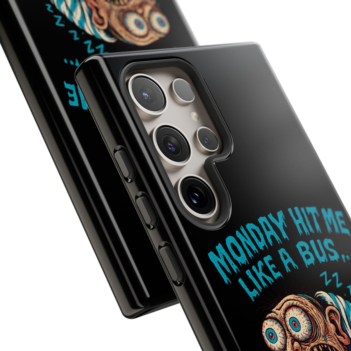 Phone Case — "Monday Hit Me Like a Bus... Then Reversed" Funny Grotesque Zombie Design