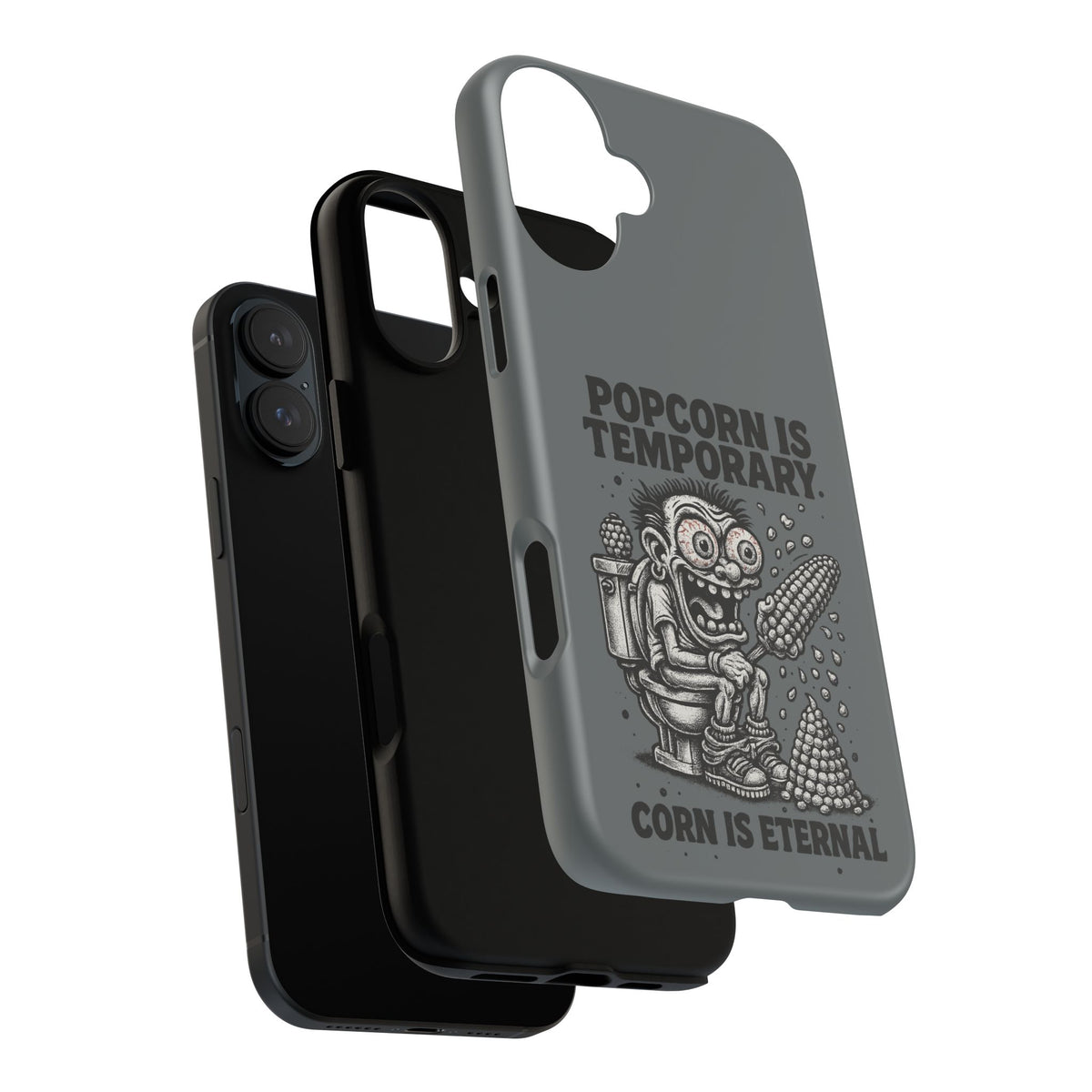 Phone Case — "Popcorn Is Temporary, Corn Is Eternal" Retro Zombie Corn Design