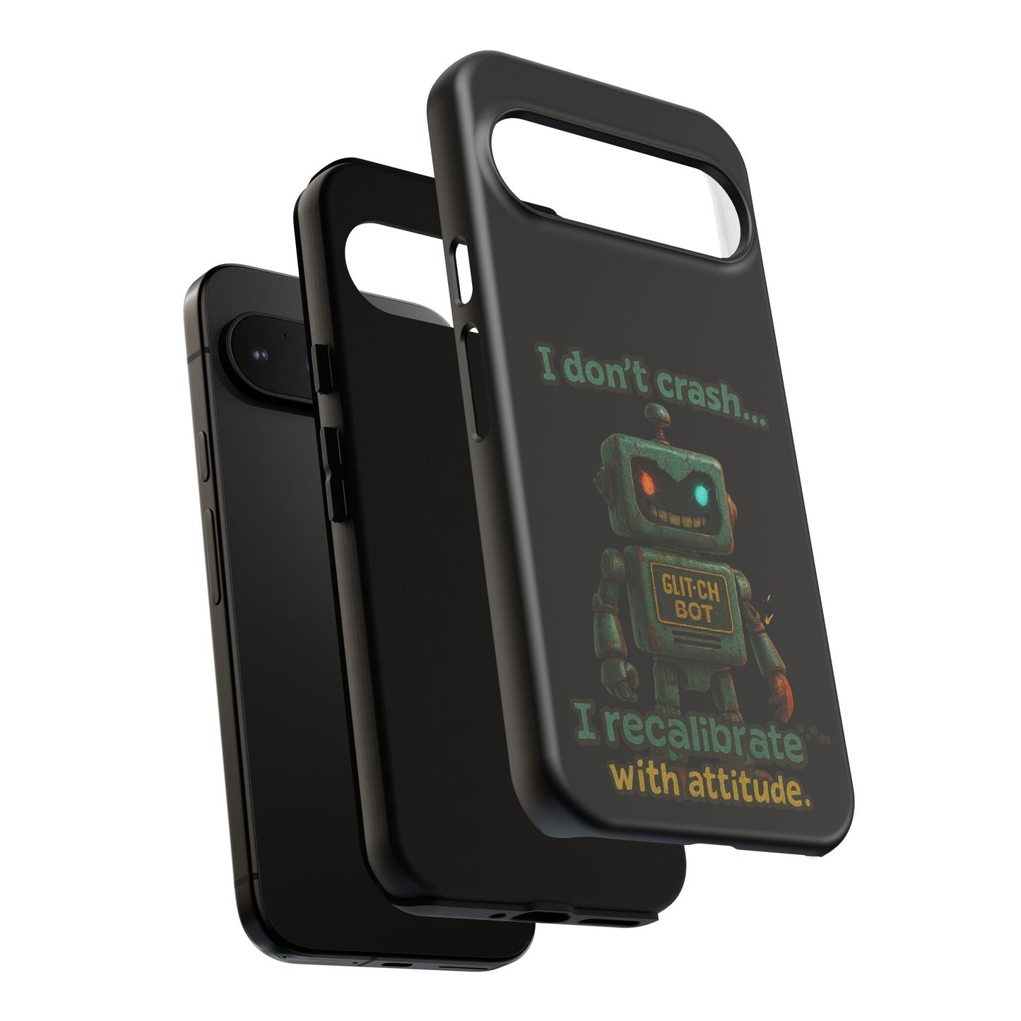 Phone Case — "I Don't Crash... I Recalibrate" Retro Robot Protective Cover