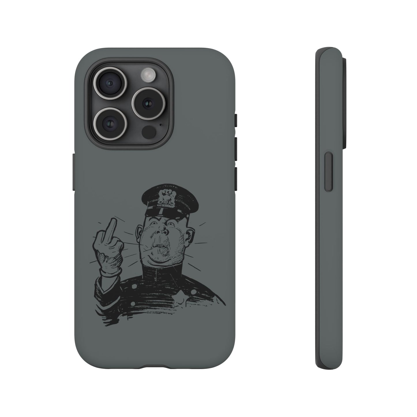 Vintage Cop Middle Finger Phone Case — Edgy Retro iPhone Protective Cover