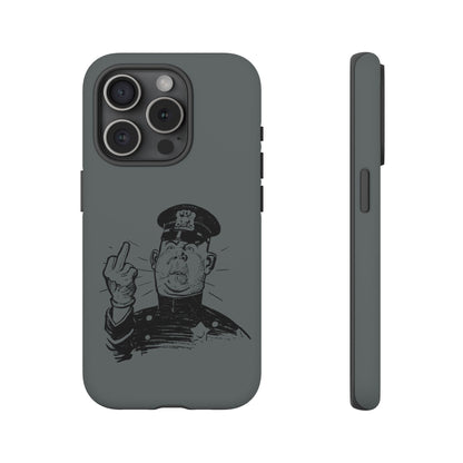 Vintage Cop Middle Finger Phone Case — Edgy Retro iPhone Protective Cover