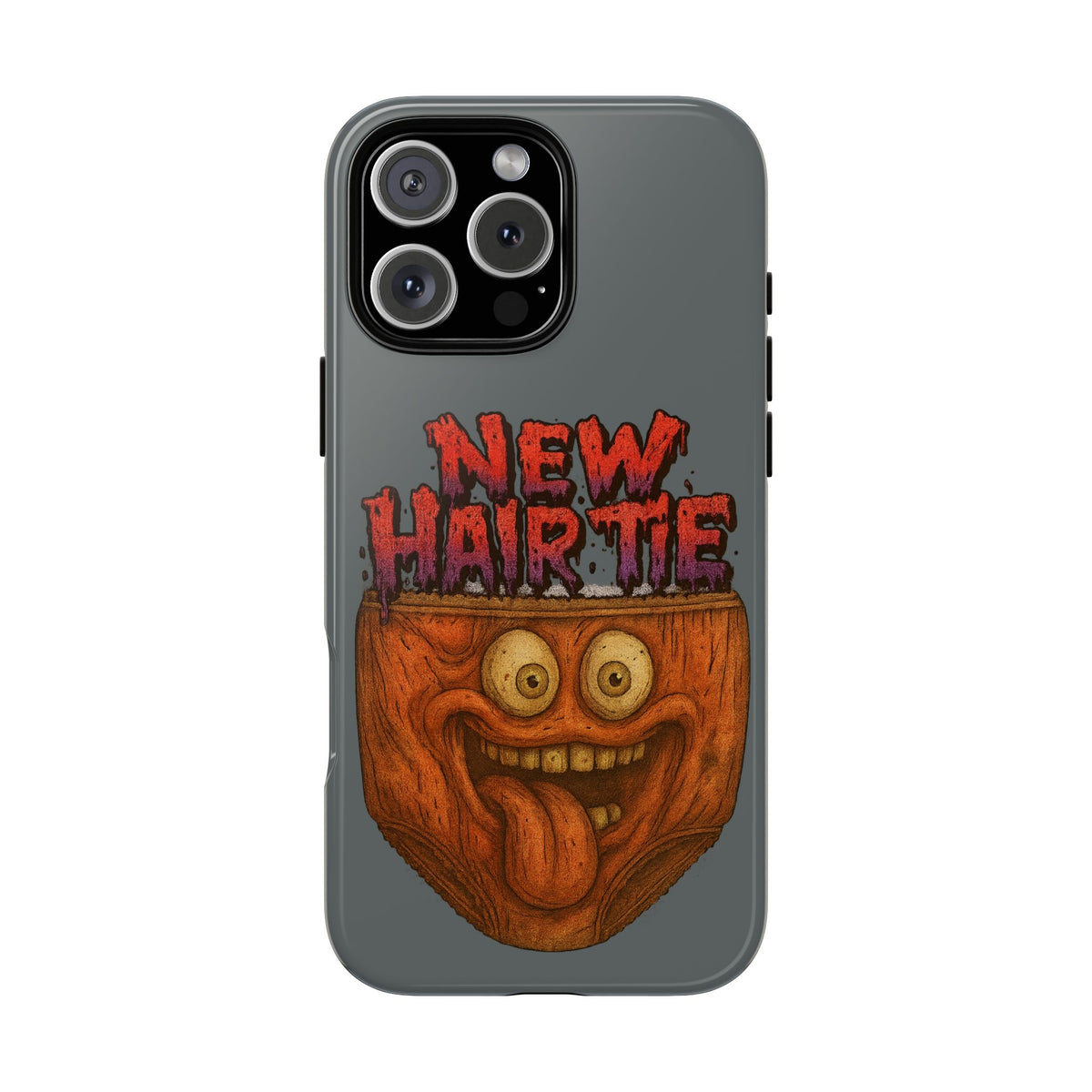 Phone Case — 'New Hairte' Funny Grinning Tongue-Out Monster Design
