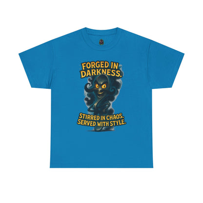 Forged in Darkness cat spirit T-Shirt | Stirred in Chaos illustrated tee