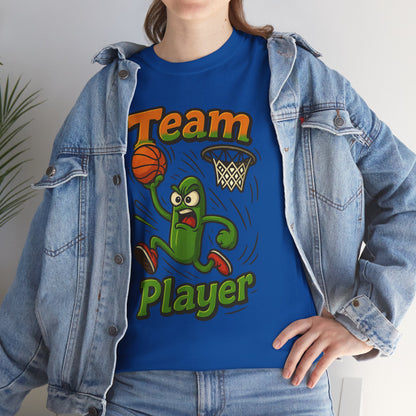 Team Player Basketball T-Shirt — Funny Pickle Mascot Sports Tee