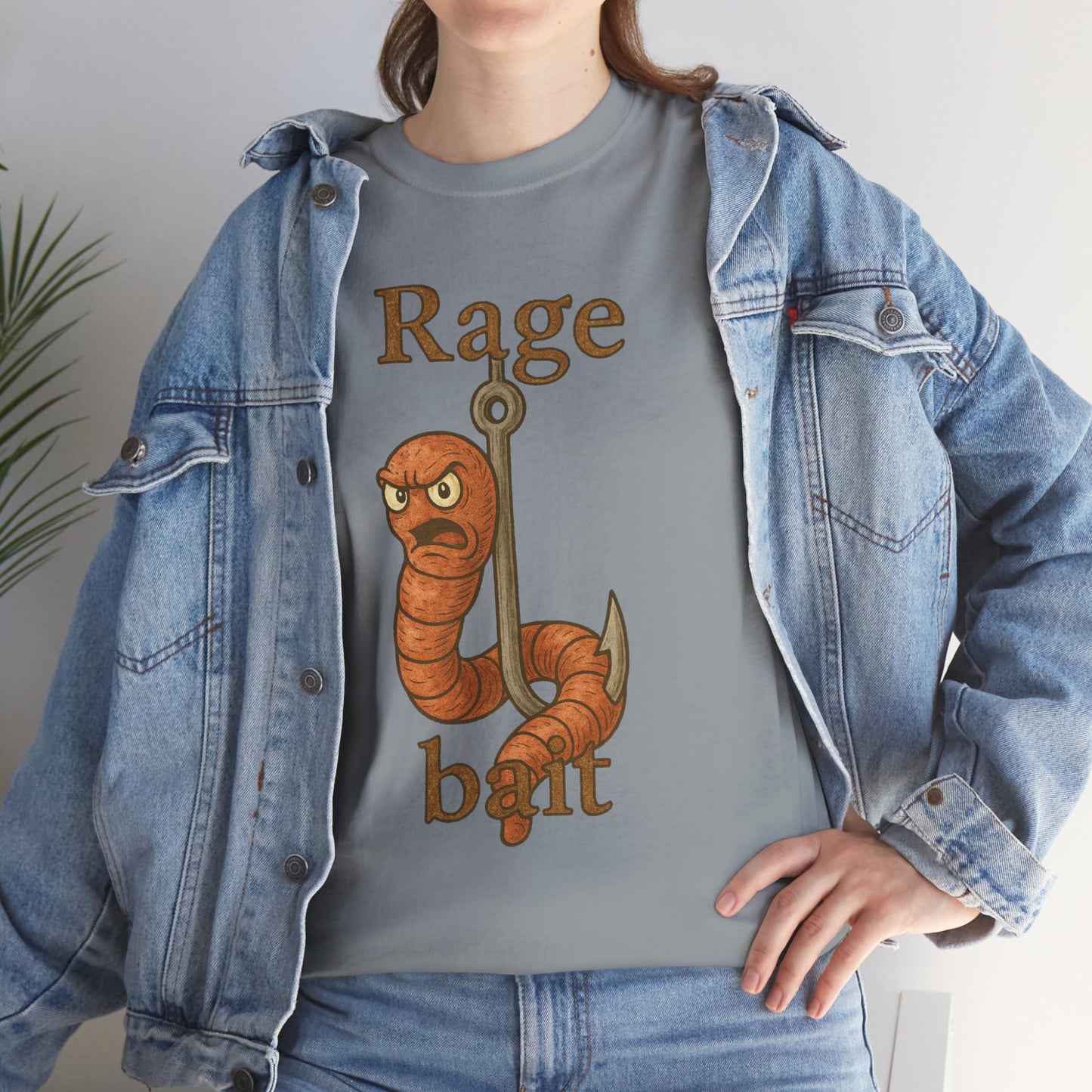 Rage Bait Worm T-Shirt | Angry Worm Fishing Hook Design