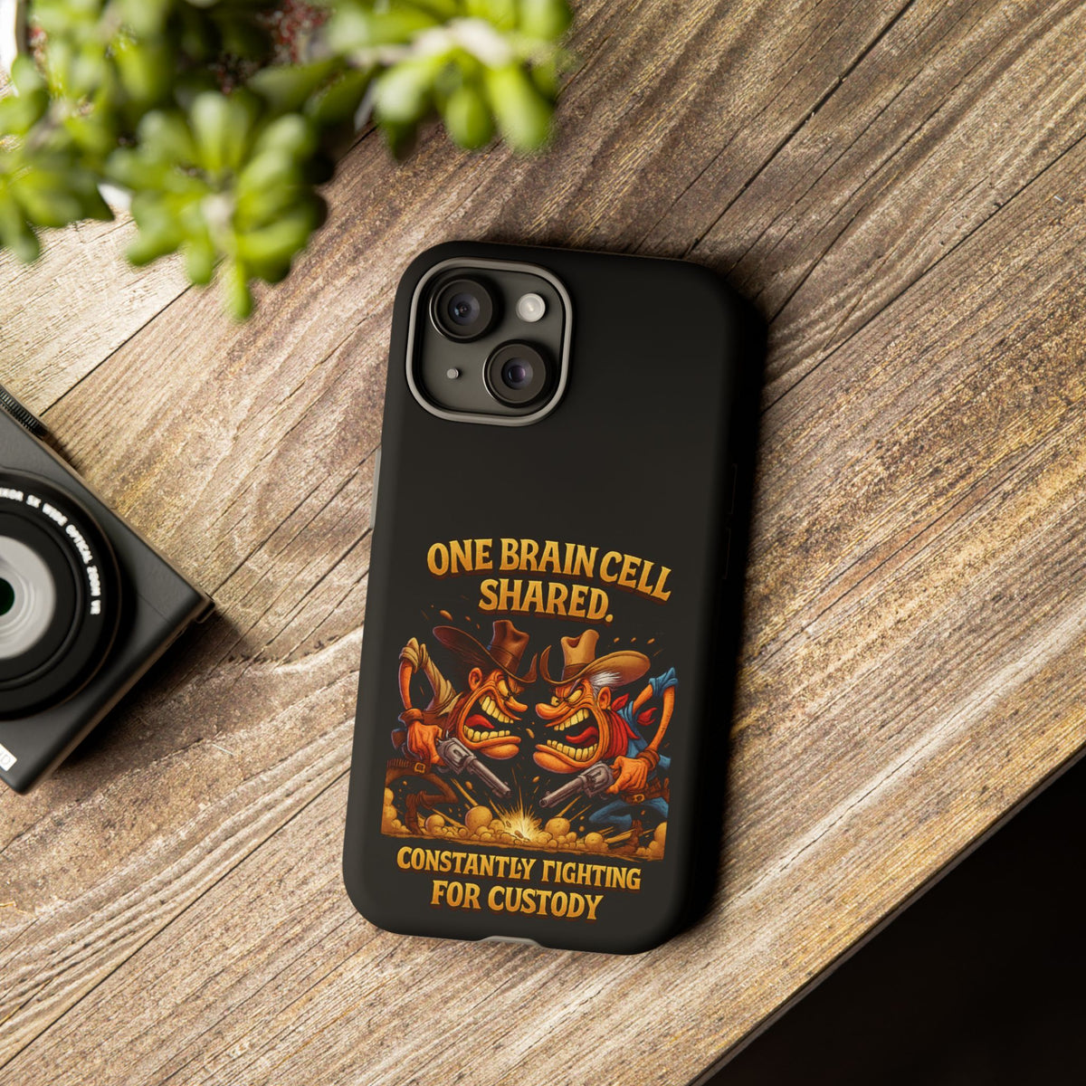 Phone Case — 'One Braincell Shared, Constantly Fighting for Custody' Funny Rivalry Cartoon