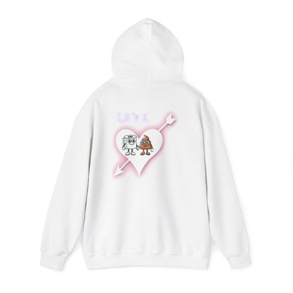 Cute Toilet Paper & Poop Heart Hoodie — Funny Bathroom Couple Graphic Sweatshirt