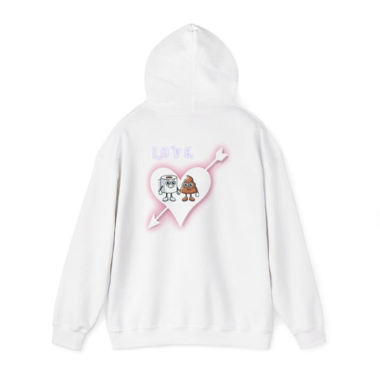 Cute Toilet Paper & Poop Heart Hoodie — Funny Bathroom Couple Graphic Sweatshirt