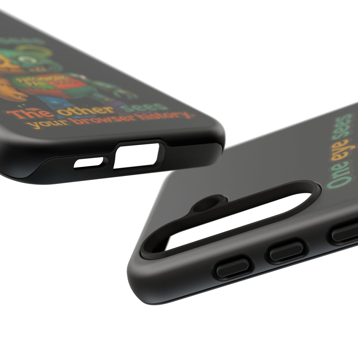 Phone Case — 'One Eye Sees, The Other Sees Your Browser History' Patchwork Bear Design