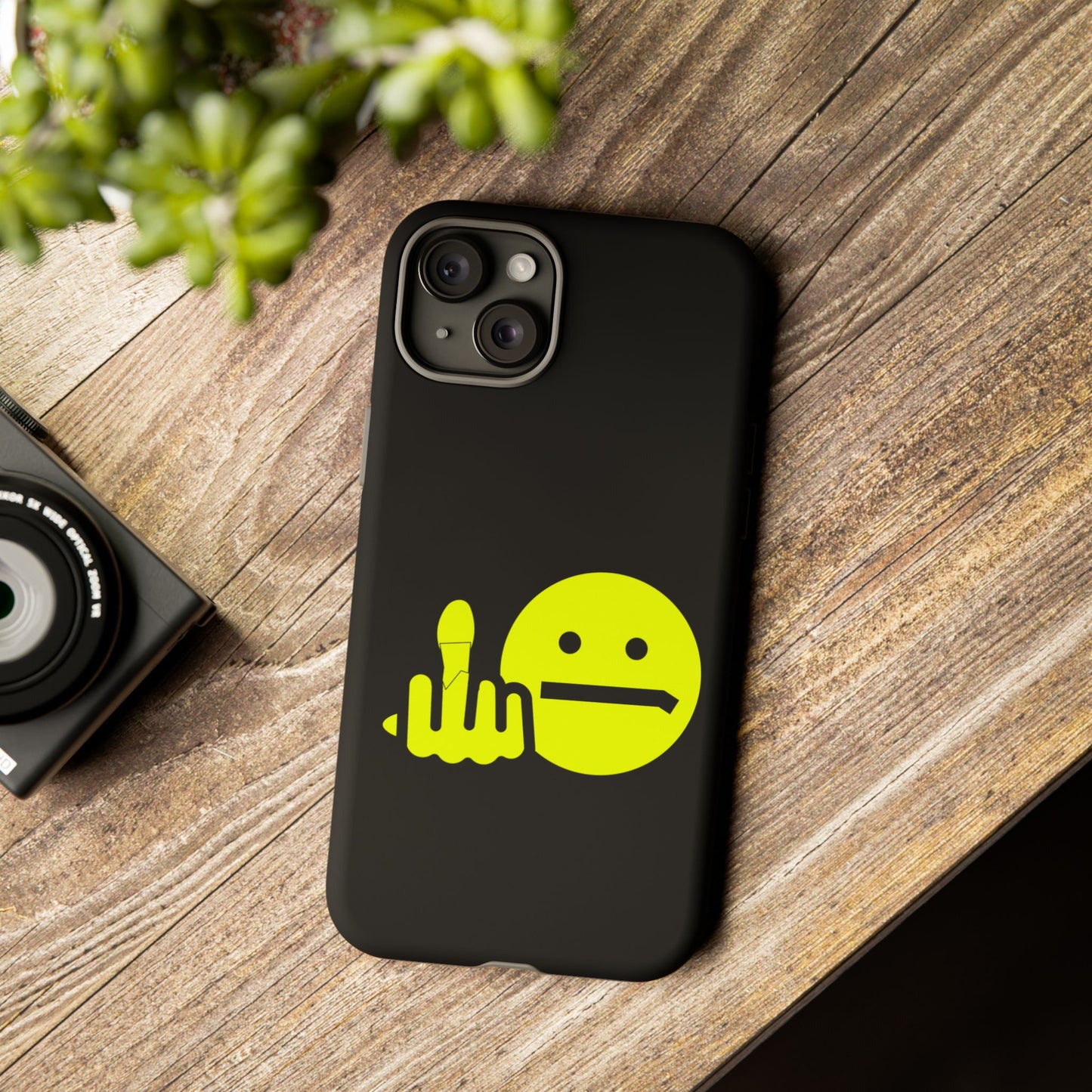 Phone Case — Neon Middle Finger Emoji Graphic