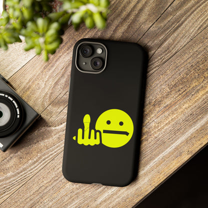 Phone Case — Neon Middle Finger Emoji Graphic