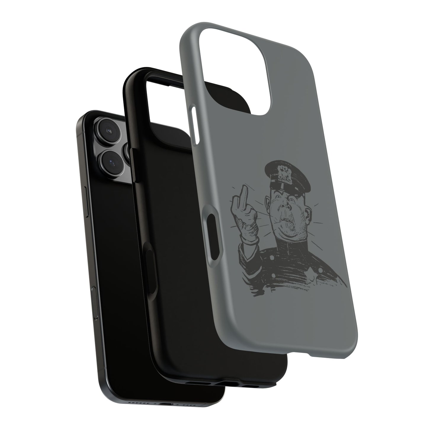 Vintage Cop Middle Finger Phone Case — Edgy Retro iPhone Protective Cover