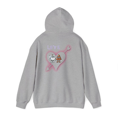Cute Toilet Paper & Poop Heart Hoodie — Funny Bathroom Couple Graphic Sweatshirt