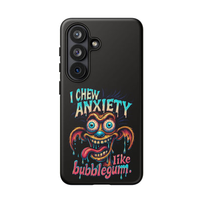 Phone Case — "I Chew Anxiety Like Bubblegum" Retro Monster Design