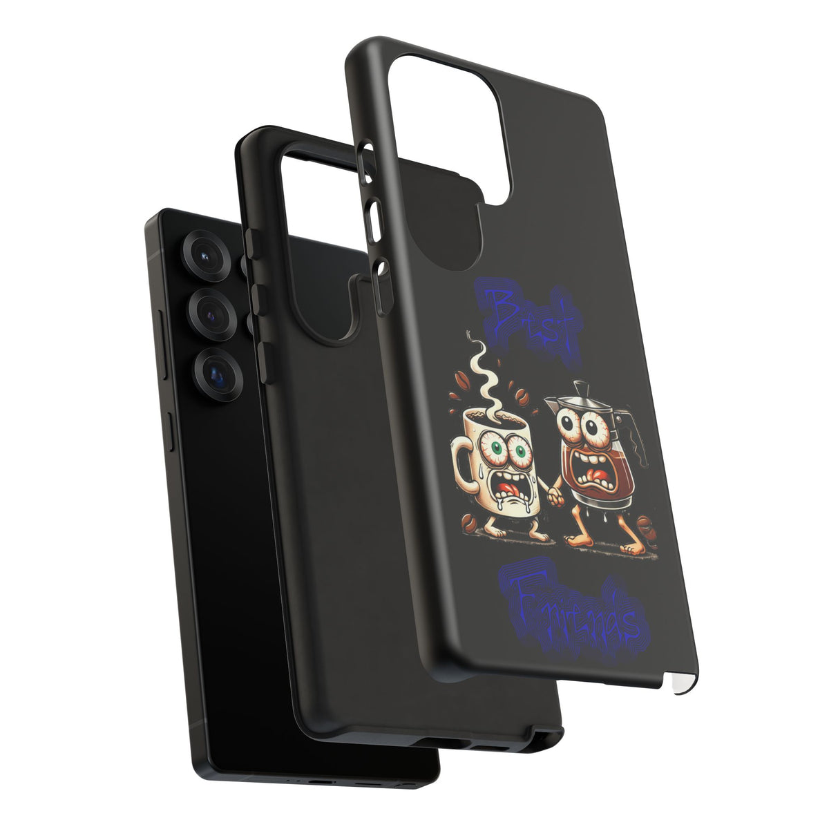 Coffee & Tea Fight Phone Case — Funny Kawaii Beverage Cartoon Tough Cases