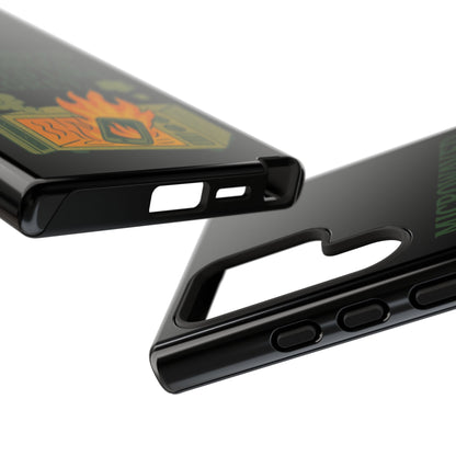 Microwaved Memories Phone Case — 'Microwaved Memories. Tasted Like Regret.' Retro Fire Design