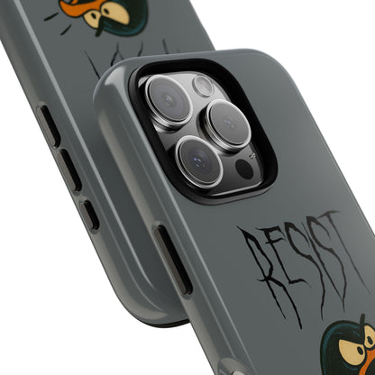 Resist Angry Penguin Phone Case — Protective iPhone Case with Bold Cartoon Design