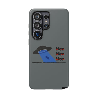 Phone Case — Funny UFO Cow Abduction Design with “Moo Moo Moo”