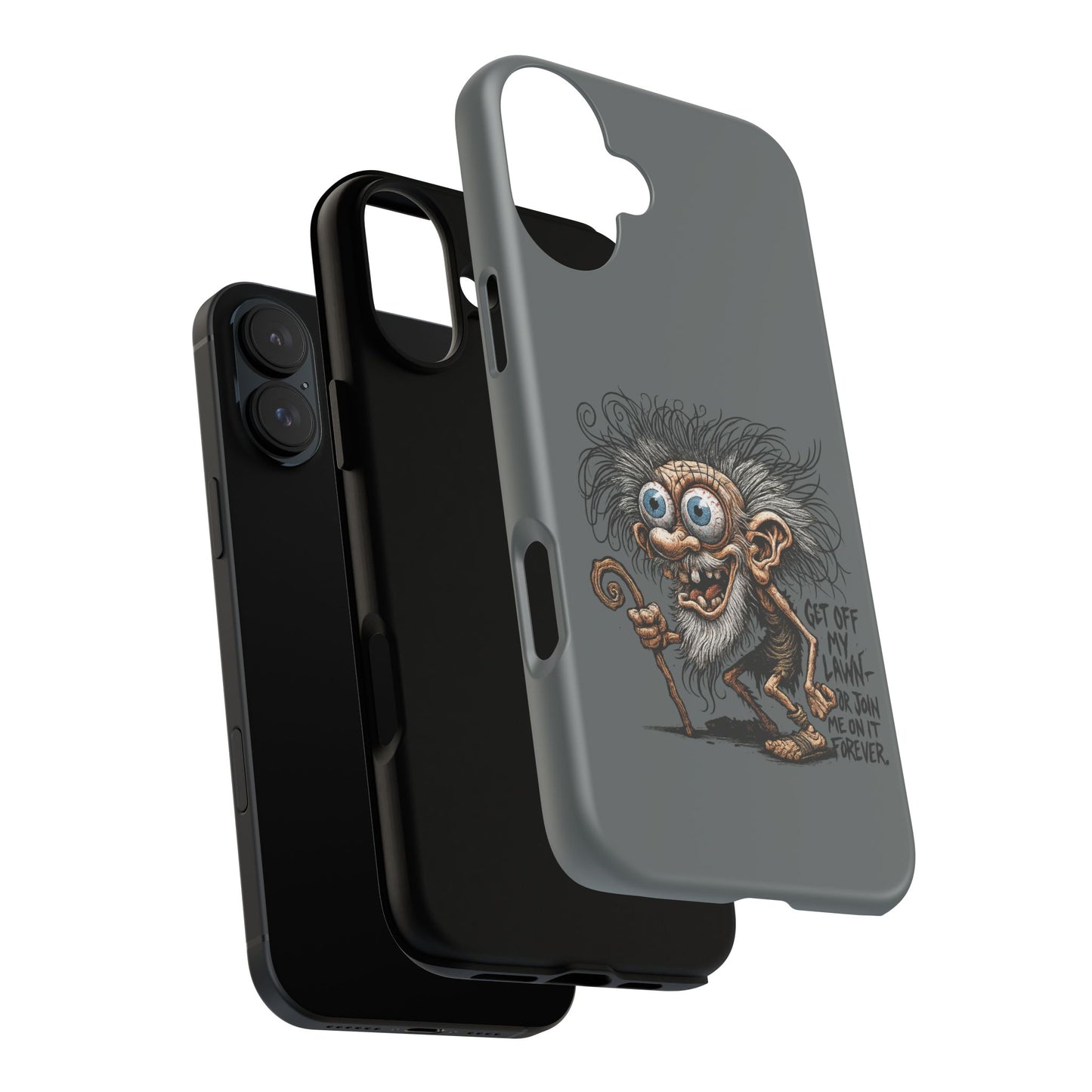 Phone Case — Funny Grumpy Troll Design: “Get Off My Lawn” Protective Cover