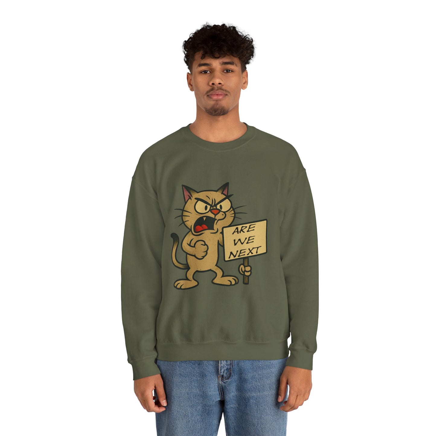 Are We Next – Angry Cat Protest Crewneck Sweatshirt