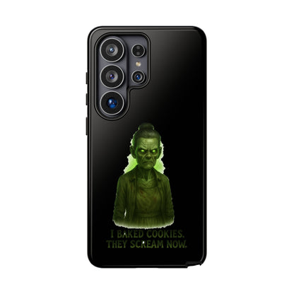 Spooky Green Ghost Phone Case — "I Baked Cookies, They Scream Now" Horror iPhone Cover