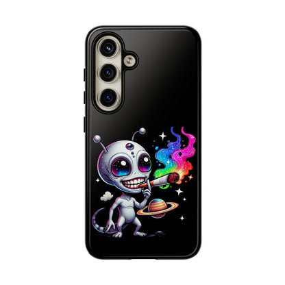 Alien Smoking Rainbow Galaxy Phone Case — Cute Cosmic Art Tough Case