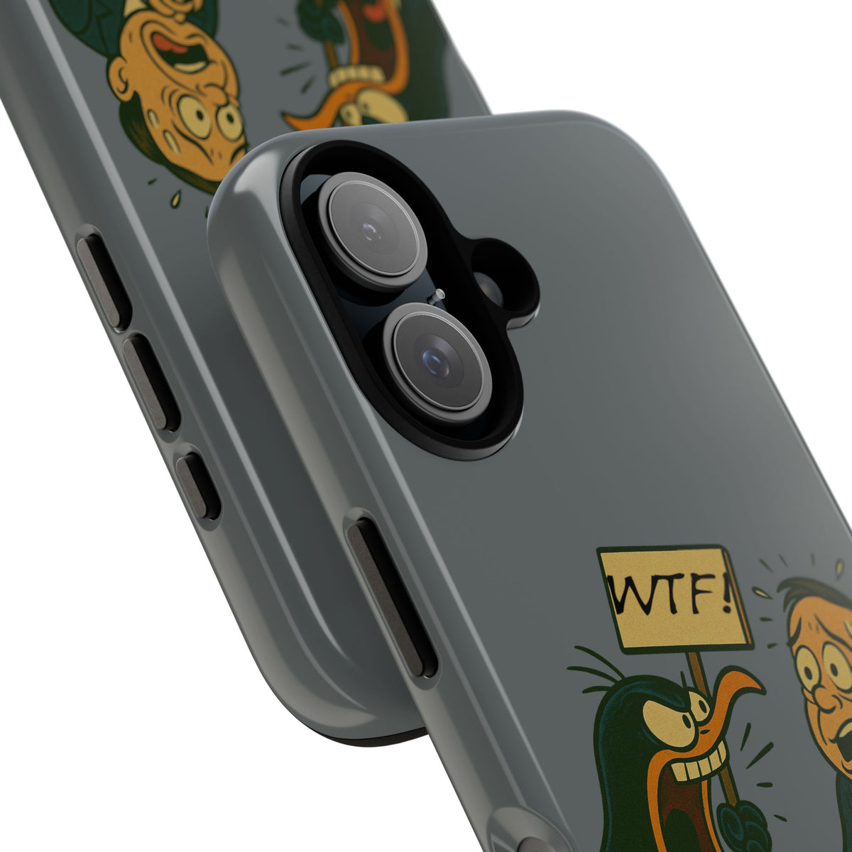 Phone Case - Cartoon Penguin Yelling 'WTF' at Shocked Man, Funny Protective iPhone Cover