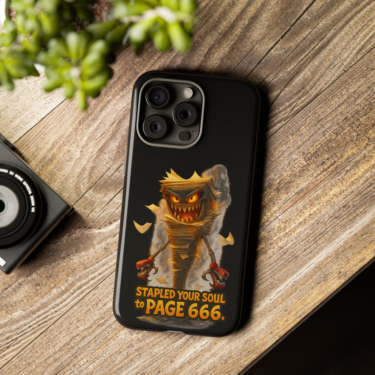 Phone Case — Halloween Mummy Creature “Stapled Your Soul to Page 666” Horror Design