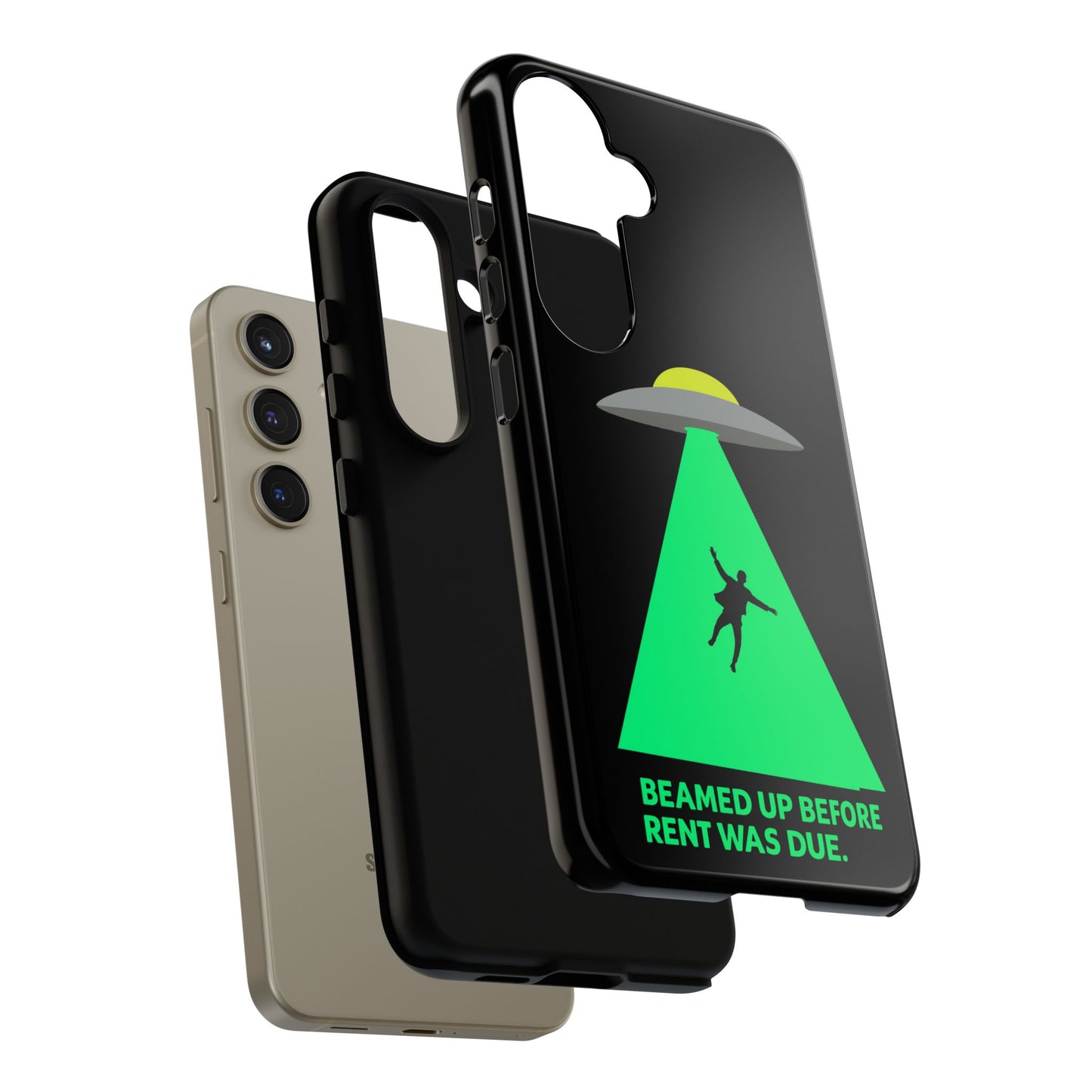 Phone Case — 'Beamed Up Before Rent Was Due' Alien Abduction Design