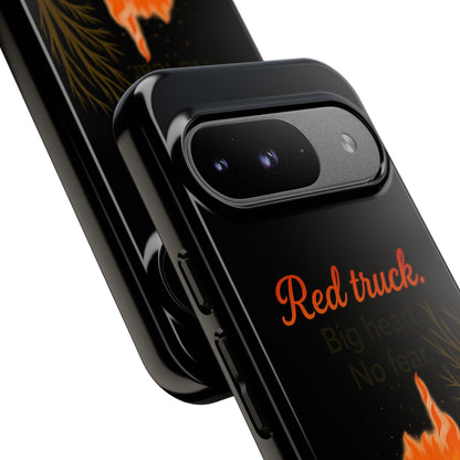 Phone Case — 'Red truck' Fire Truck Design, Vintage Firefighter Gift
