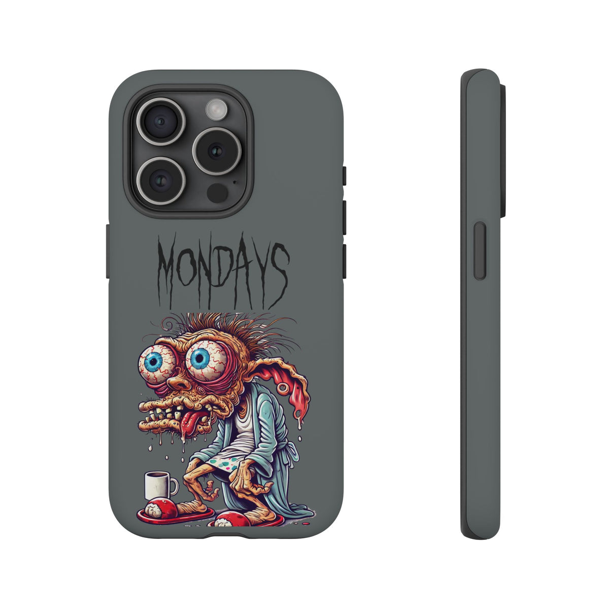 Mondays Zombie Character Phone Case – Funny Groggy Coffee Phone Cover