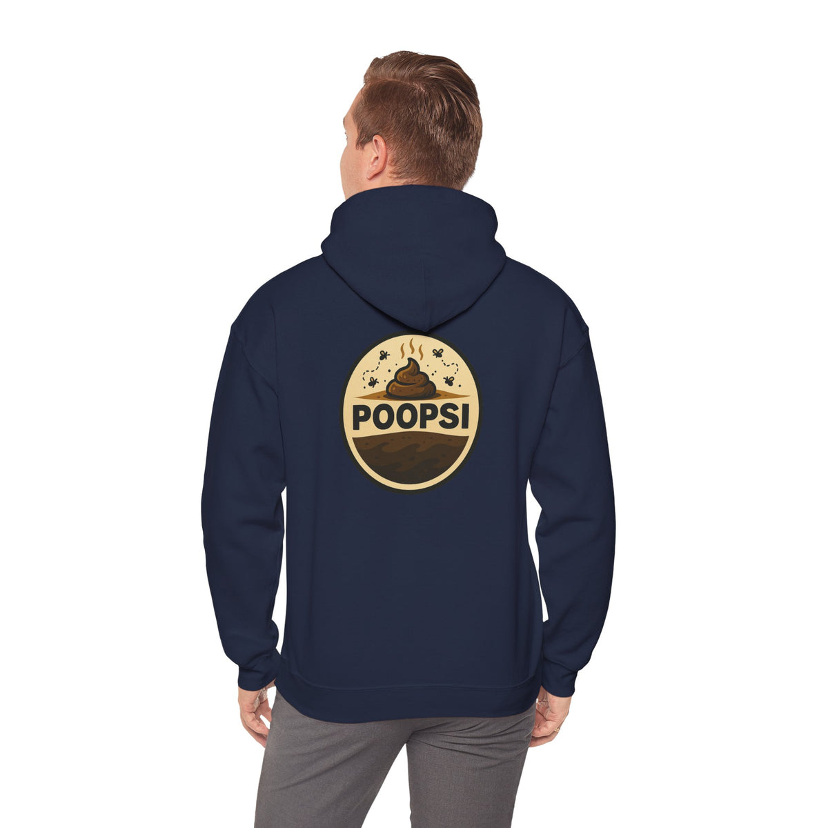 Funny 'POOPSI' Logo Hoodie — Retro Poop Emoji Graphic Pullover