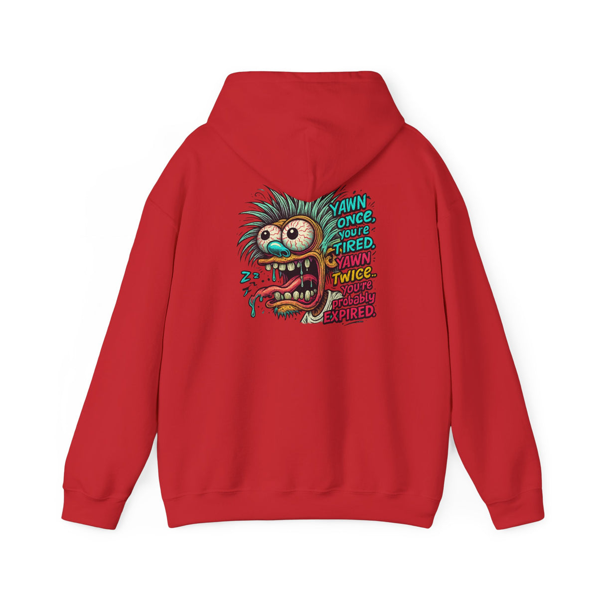 Skater Monster Graphic Hoodie — “Yawn Once, Yawn Twice, Never Appear” Retro Skate Pullover