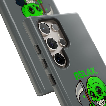 Phone Case — 'Relax. I Only Reap on Weekdays.' Cute Green Grim Reaper Protective Cover