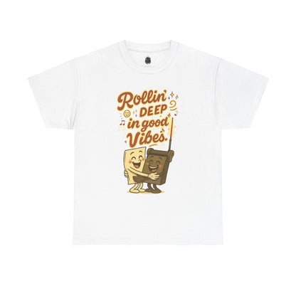 Rollin' Deep in Good Vibes – Smiling Paper & Roller T-Shirt