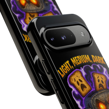 Phone Case — 'Light, Medium, Dark or Eternal Blackened Torment?' Spooky Toast & Toaster Horror Design
