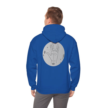 Vulcan Salute Hoodie — Retro Space Hand Graphic Pullover