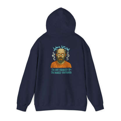 Hoodie — "I’m Not Charged Up, I’m Barely Contained" Electric Zombie Graphic Hoodie