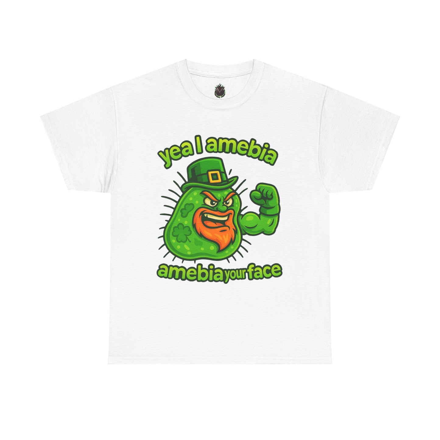 Amebia Your Face St. Patrick's Day T-Shirt — Funny Leprechaun Germ Graphic Tee