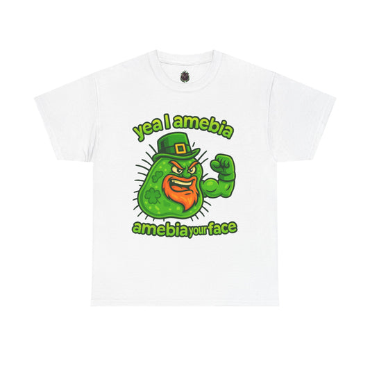 Amebia Your Face St. Patrick's Day T-Shirt — Funny Leprechaun Germ Graphic Tee