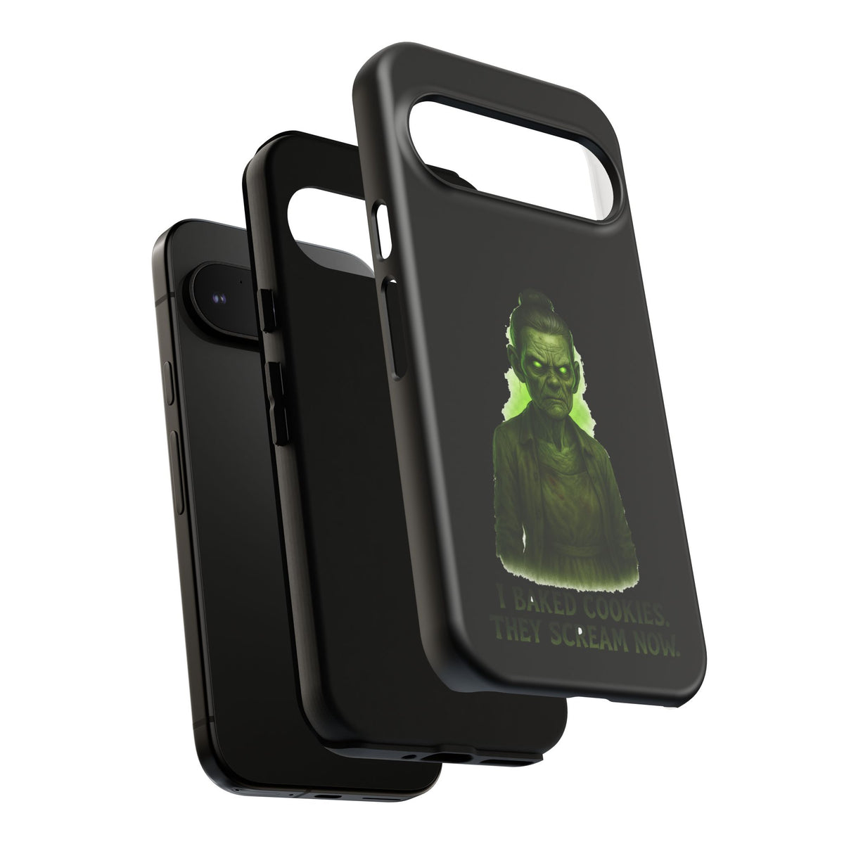 Spooky Green Ghost Phone Case — "I Baked Cookies, They Scream Now" Horror iPhone Cover