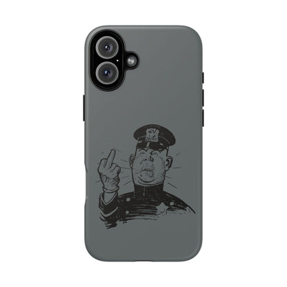 Vintage Cop Middle Finger Phone Case — Edgy Retro iPhone Protective Cover