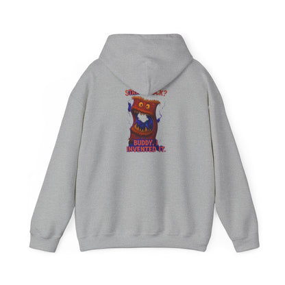 Hoodie — Playful 'Buddy Invented' Cartoon Owl Graphic Pullover