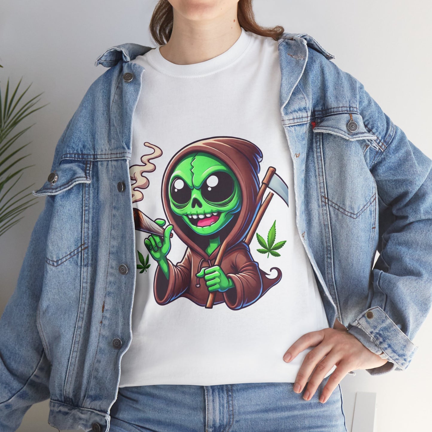Reaper Smoking Joint T‑Shirt — Cute Grim Reaper Stoner Tee