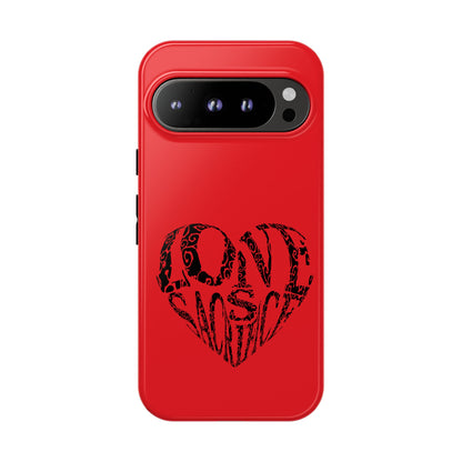 Red 'Love Justice' Heart Phone Case — Protective iPhone Cover, Valentine’s Gift