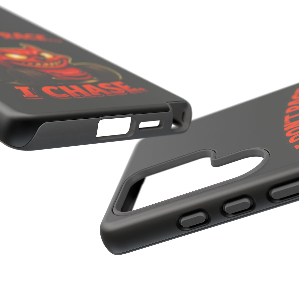 I Don't Race I Chase Phone Case — Cartoon Demon Hot Rod Design