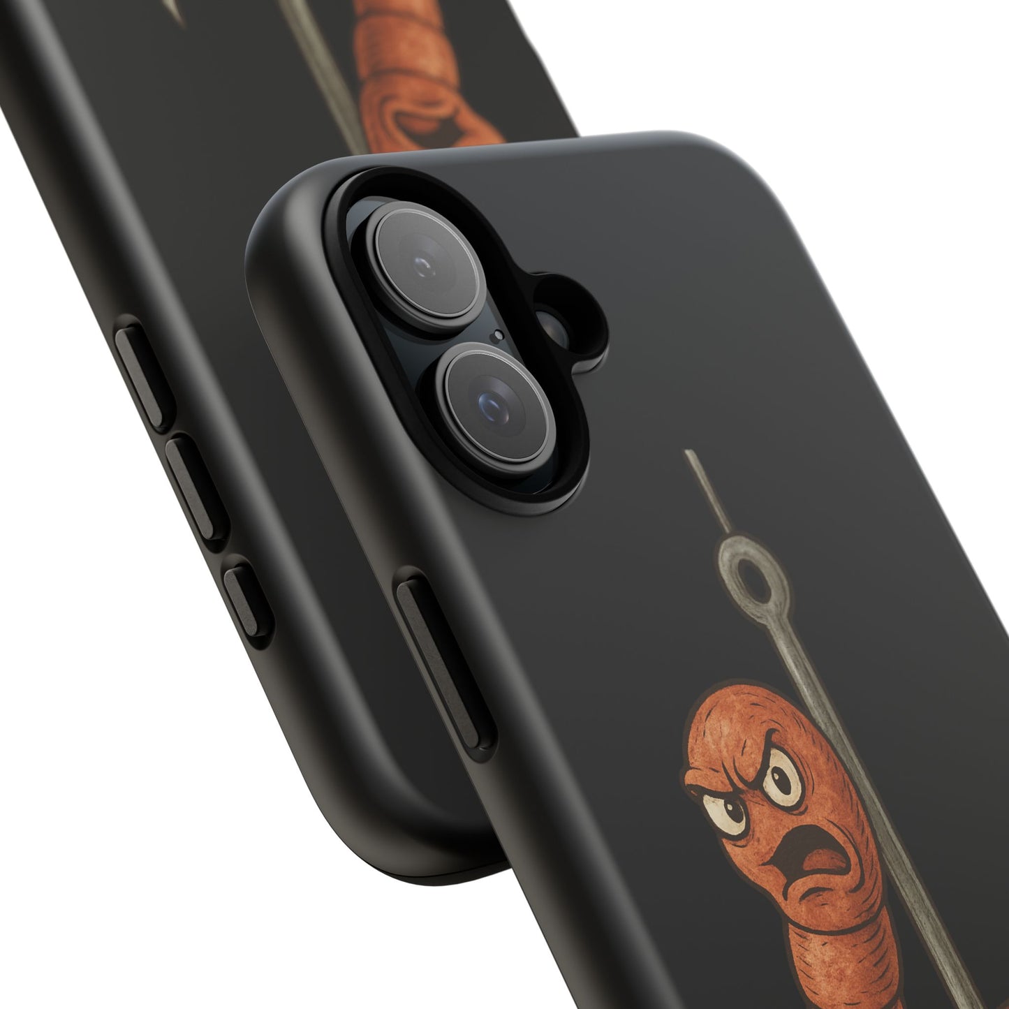 Angry Worm on Hook Phone Case – Funny Fishing Humor Protective Cover