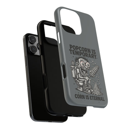 Phone Case — "Popcorn Is Temporary, Corn Is Eternal" Retro Zombie Corn Design