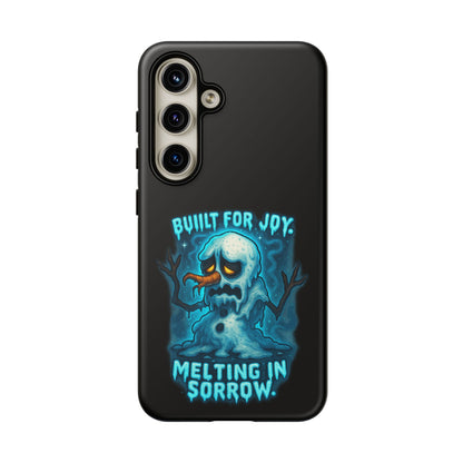 Phone Case — 'Built for Joy, Melting in Sorrow' Blue Melting Snowman Protective Case